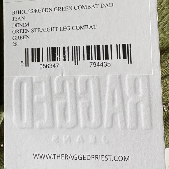 Ragged Priest Combat Jeans Green Khaki Denim High Rise Organic Cotton Cargo 28 - Picture 7 of 16